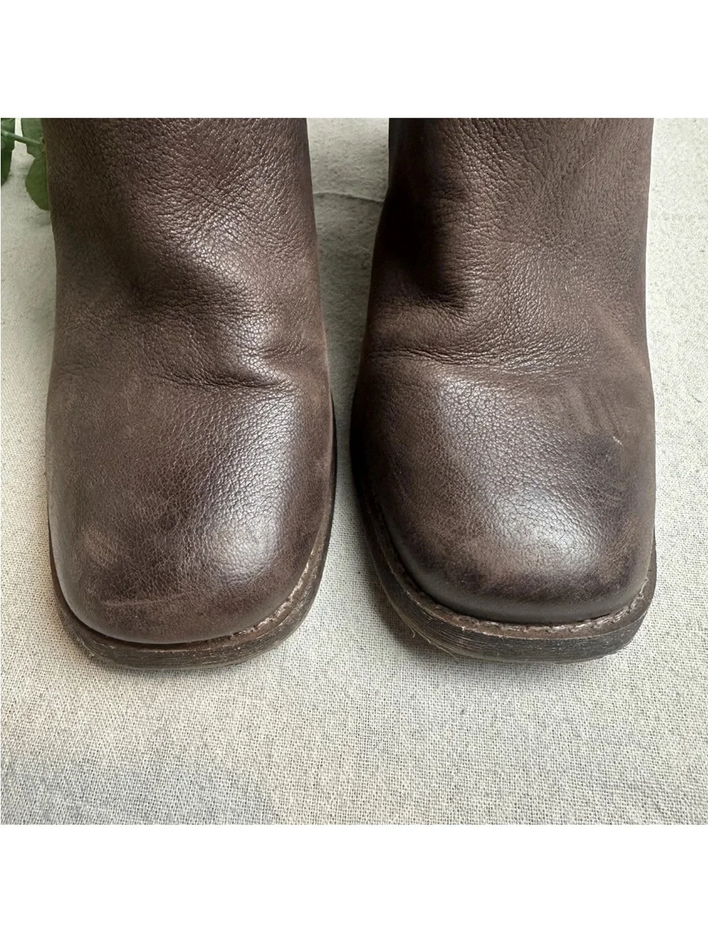 Crown Vintage Hashel Ankle Boots Brown Leather Square Toe Western Boho